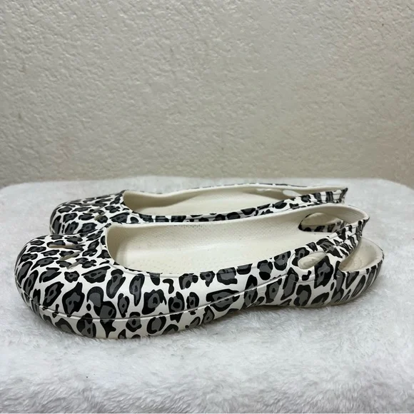 Crocs Kadee Ballet Flats White Leopard Print Size 8 - Picture 3 of 13